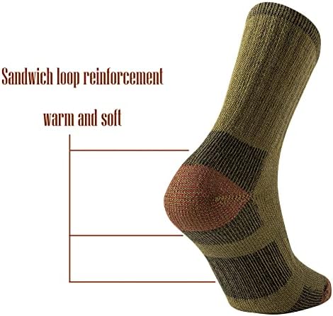 ACOL 78% Чорапи от Мериносова вълна за Мъже, Подсилени на Пръсти, Дебели Петата, Впитывающая Влагата, Махровая