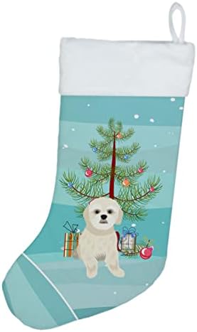 Carolin's Treasures WDK3171CS Shih-Tzu Gold 3 Коледни Чорапи, чорапи за окачване на камината, Коледен Сезон, декорация