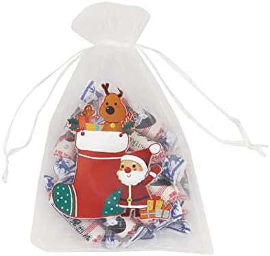 Stratalife 50 бр. Коледни Торбички от Органза 4x6 Инча Окото Чанти на съвсем малък за Коледна Украса, Бонбони,