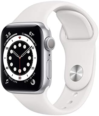 Apple Watch Серия 6 (GPS, 40 мм) - Сребрист алуминиев корпус с бял спортен каишка (обновена)