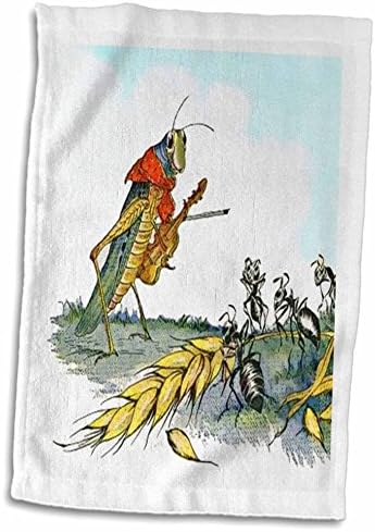 3D Розово Винтажное Кърпа за ръце Ant N The Grasshopper /Спортно Кърпа, 15 x 22