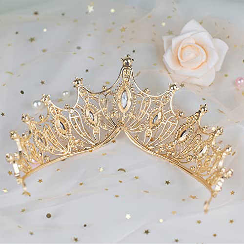 Дамски Короната на Кралица в стил барок Yolmina, Розови Сватбени Диадеми и Корони, Кристален Диадема Принцеса-Русалки