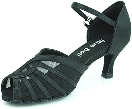 Обувки със звънци Ръчно изработени, Женски Танцови обувки за състезания по Система за латино салса-Pauline-Ток 2.5 инча - Черен