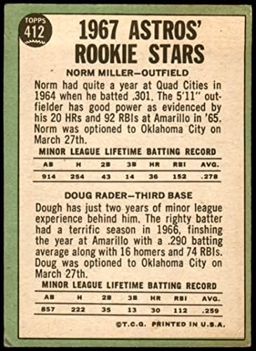 1967 Topps 412 Начинаещи Astros Даг Нападател/Норми Милър Хюстън Астрос (Бейзболна картичка) ПАНАИР Астрос