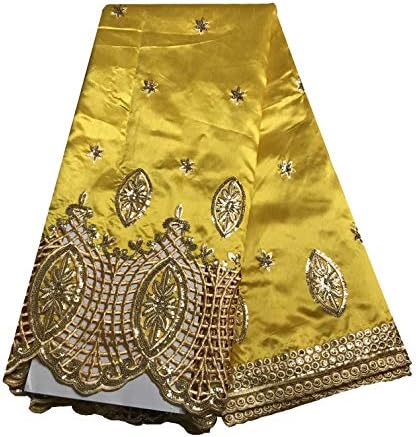 KERYLILI/Дантелено сватбена рокля в африканския стил Джордж за жени, златни копринени тъкани с пайети, швейцария памук, 5 години (в жълто)