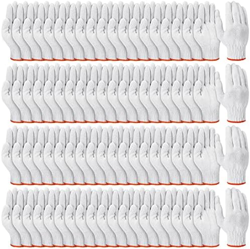 100 Чифта Памучни Работни Ръкавици Бели Памучни Втулки За ръце, Защитни Плетени, Работни Ръкавици от Полиестер за Връзване барбекю