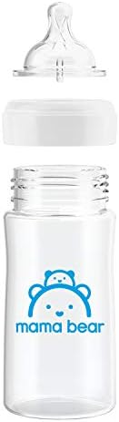 Марка - Бутилка за хранене на новородено Мама Мечка с широко гърло и соской с бавен поток, не съдържа BPA, 9 унции (опаковка