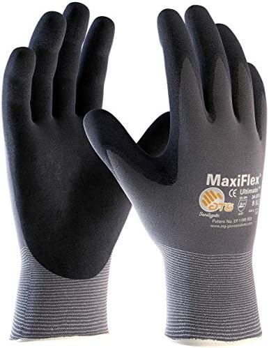 12 Чифта ръкавици MaxiFlex 34-874 с нитриловым микропенным улови за дланите и пръстите на краката (12 опаковки, големи) Large