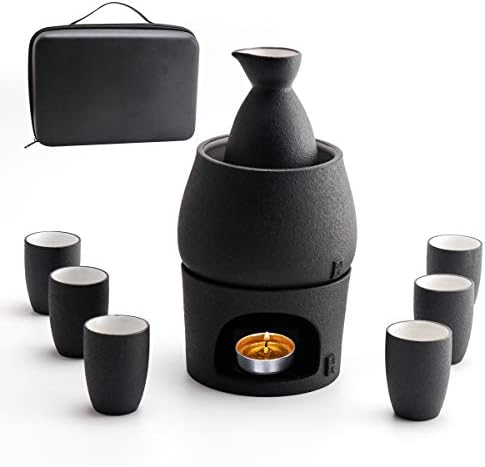 Комплект керамични чаши за саке Lyty с Грелкой + Подарък Кутия за съхранение на напитки Саке Саки, Порцелан,