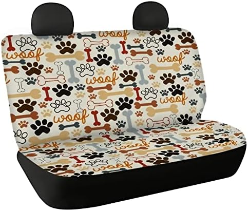 AFPANQZ Седалка на Задната седалка на автомобила с отпечатък от Кучешки Лапи и кости, Възглавница за седалката Кучета
