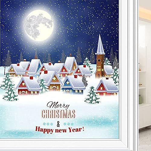 Коледна Залепваща фолио за прозорци с Принтом в рождественском стил, за Етикети върху стъкло със защита от