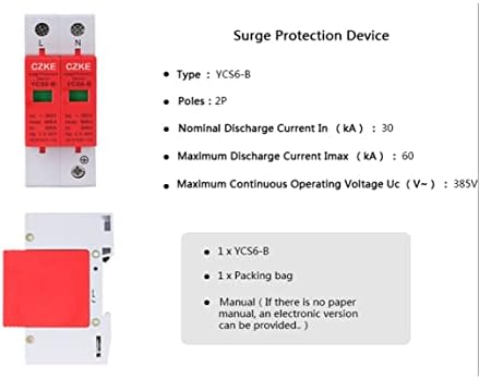 MAKEE YCS6-B AC SPD 385V 2P Устройство за защита от пренапрежение за Домашно мрежов филтър Защитен низковольтный разрядник (Цвят: 2P, размер: 40-80kA 54 мм)