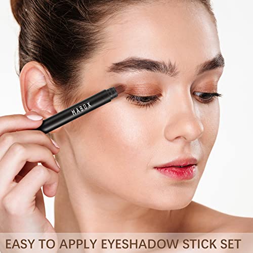 Mabox Eyeshadow Stick 3 бр. - Неутрални и кафяви метални сенки за очи За грим - Крем и Водоустойчив молив за избелване на
