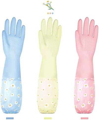 Ръкавици за миене на съдове KAQ, 3 Чифта -за Многократна употреба Гумени Ръкавици, Нескользящие Ръкавици за Пране, Кухненски