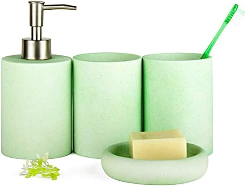 INKTUS Модерен Опаковка сапун, Комплект аксесоари за баня от 4 теми, Прост набор за баня от смола, Включва