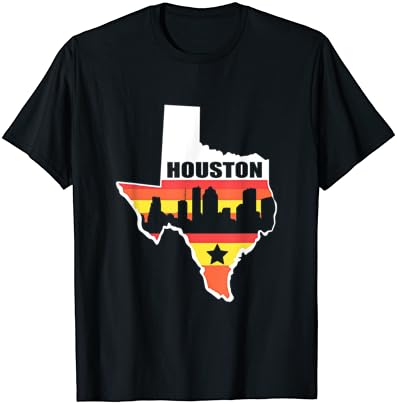 Тениска Houston Texas с Винтажным държавни Флага Тениска Houston Skyline