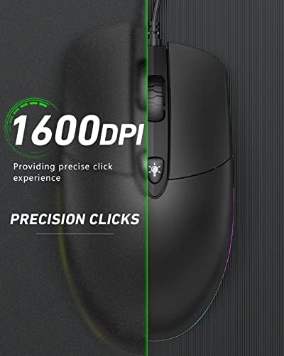 Led Жичен Мишката, Тиха Жичен Компютърна мишка RGB за офиса и дома, Проводна USB-мишка, която е Съвместима с