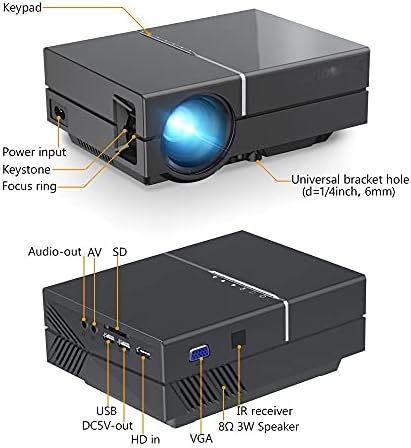 KXDFDC K8 Мини led Видео Преносим 1080P 150-инчов цифров Проектор за Домашно Кино, 3D, 4K Cinema (Цвят: K8 add TV Box)