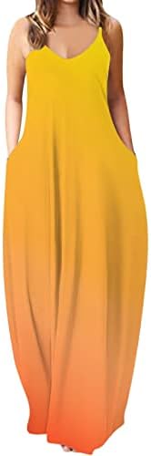 Женствена Рокля-туника с V-образно деколте, Дамски Ежедневни Летни Модни Прости Дълга Рокля с ниско деколте и Градиентным принтом за
