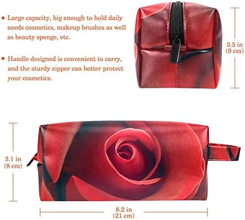 Косметичка за Чантата е от Изкуствена Кожа, Пътна Косметичка, Чанта За Тоалетни Принадлежности, Устойчиви На Ежедневното Съхранение, Органайзер, Червена Роза