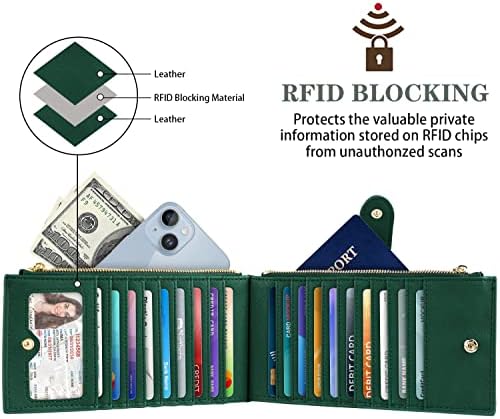 Coco Rossi Женски RFID Блокиране Чантата е с Голям Капацитет, Органайзер за Няколко Карти, Двоен Портфейл за Жени с