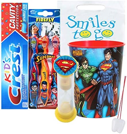 Супермен 6 бр. Комплект за хигиена на устната кухина Bright Smile! мека ръчна четка за Зъби 3pk, паста за зъби, таймер за почистване