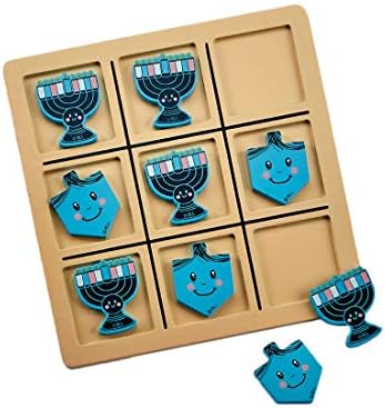 Обряд Lite Ханука тик-так-toe - Еврейска Настолна игра с дървени дисплей, Подаръци за Ханука за деца, Спомени