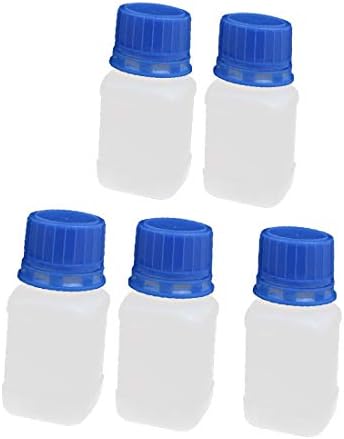 X-DREE 60 ml Пластмасова бутилка за съхранение на реактиви с винт на капака и тесен провлак, квадратна, бяла, 5