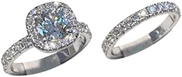 2023 Ново Годежен Пръстен за Жени, Пръстен с Кръгла диамантен пръстен, Годежен Пръстен с Диамант, Двойка Цветни пръстени (A, E)