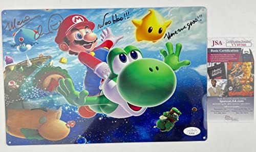 Чарлс Мартинет е подписал Метален Знак Плакат с Автограф от Super Mario Brothers Bros Гласова Идентификация на JSA