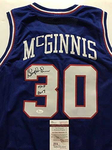 С автограф /с подписа на Джордж Mcginnis КОПИТО 17 Филаделфия Блу Баскетболно майк JSA COA