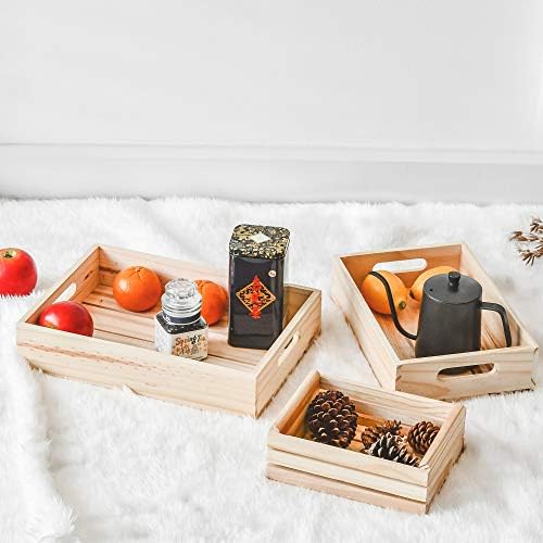 Набор от функционални Мини-кутии AeraVida в селски стил от 3 Светло кафяви борови дъски | Дървена Кутия за съхранение | Мини Дървени кутии | Декоративна Дървена кутия | Дъ