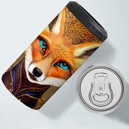 Fox Theme Изолиран Тънък Охладител за консерви - Охладител за есента на Кутии - тънък Охладител За Буркани Със