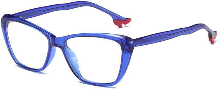 Очила за четене RESVIO за жени и мъже в Правоъгълна Рамка с кутия пролетта Панти, Ръчно изработени, Прозрачни Сини