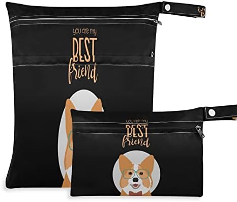 ZZXXB най-Добрият Приятел на Кучето Corgi Водоустойчив Влажна Чанта за многократна употреба Текстилен Влажна Пелена Суха Чанта