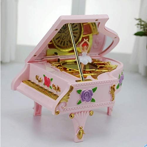 Музикалното ковчег FBVCDX розово пиано led светлина Музикална ковчег въртяща се Музикална ковчег балет момиче се е повишила