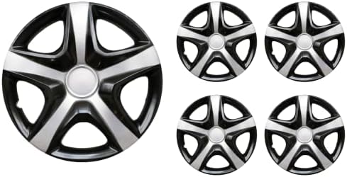 16-цолови Защелкивающиеся абсорбатори, Съвместими с Hyundai Elantra - Комплект от 4 ободных капаци за 16-инчови колела - Черно и сиво