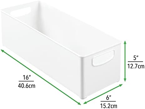 Пластмасов Органайзер mDesign за домашния офис - Кошница-Държач за съхранение с дръжка за маса, бюфет, нощни