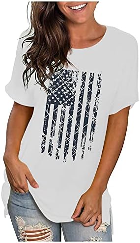 Ризи 4 юли, Дамски Тениски С Флага на САЩ, Ежедневни Летни Блузи, тениски с къс ръкав Райе със Звездите, Удобна