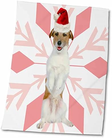 3. Червената шапчица Дядо Коледа за кучета от породата Джак-Ръсел-териер JTR с коледни снежинками - Кърпи (twl-203005-3)