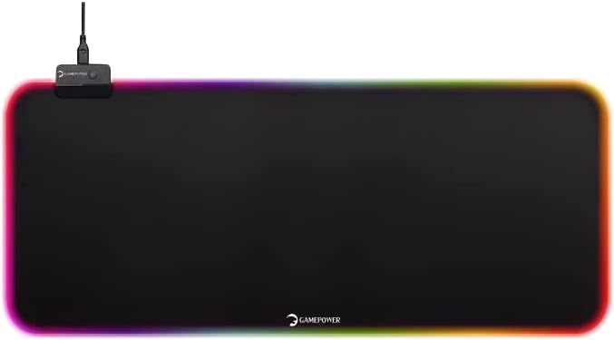 Геймърска подложка за мишка GAMEPOWER GP700 RGB с 14 Режима на осветление, Водоустойчива, устойчива на плъзгане Гумена основа за геймъри 700x300x4mm/27.56x11.81x0.16 инча