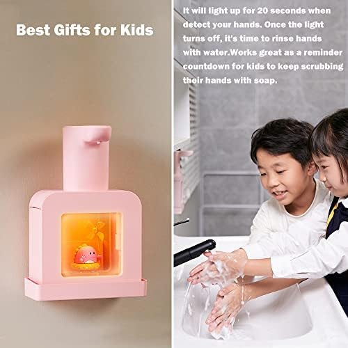AMYESE Сладко Automatic Soap Dispenser - Детски Безконтактен Розова Опаковка Сапун за ръце, монтиран на стената, Водоустойчив,