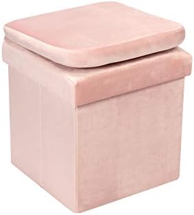 B FSOBEIIALEO Кадифена Табуретка за съхранение с облегалката Сгъваем Стол за съхранение в хола, на Кубчета-Организаторите за Икономична стая, Кутия за съхранение на Кубч