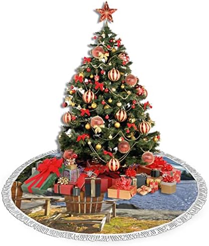 Плажен Стол Пола за Коледната Елха, Подложка за Поли под формата на Елхи с Четка за Празничен Декор на Сватбени