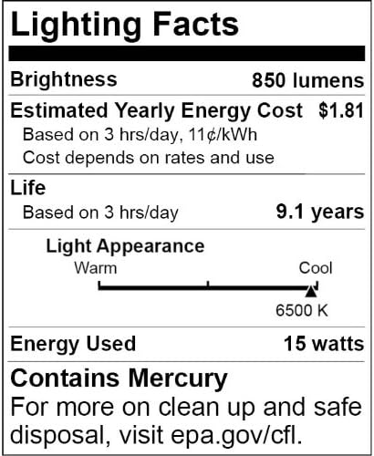 Sunlite SL15/CD/65K Спирала Энергосберегающая CFL Лампа с мощност 15 W, Със Средна Основа на Дневна светлина