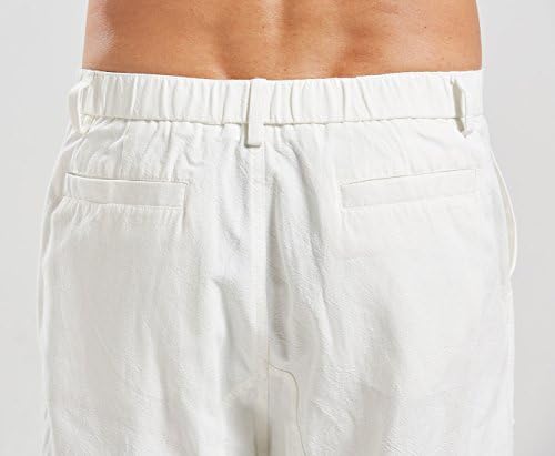 Ленени Панталони utcoco Мъжки Ежедневни Свободно Намаляване на Летни Плажни Панталони За Джогинг И Йога