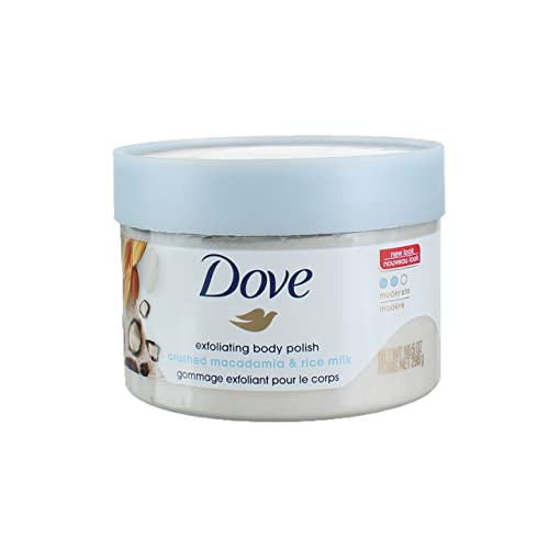 Ексфолиращ крем за тяло на Dove със ситно нарязан макадамией и Оризов мляко, 10,5 грама (опаковка от 3 броя)