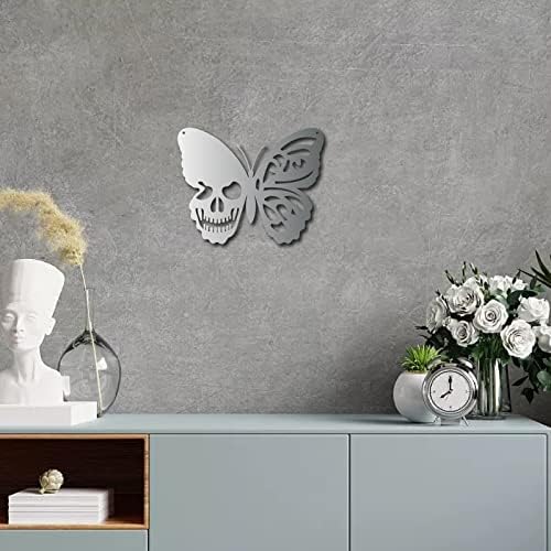 CREATCABIN Череп Метално Стенно Изкуство Пеперуда Декор Стенни Стикери за Декорация на Железопътната Стенни Художествена