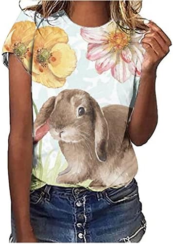 Дамски Великденски Тениски, Тениски с образа на Скъпите Яйца, Заешко, Тениски с Графичен Дизайн, Ежедневен Тениска