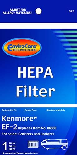 Заменяеми филтър за прахосмукачка EnviroCare premium HEPA, направени за монтаж в кутии Kenmore EF-2 и багажник